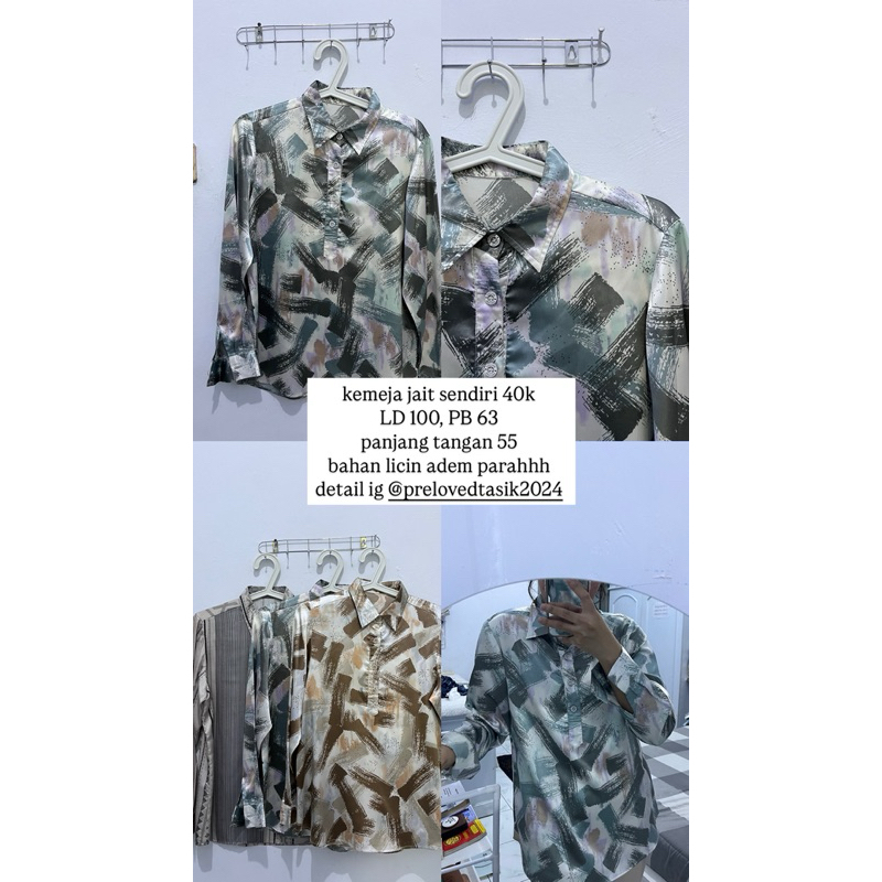 preloved kemeja corak biru tosca