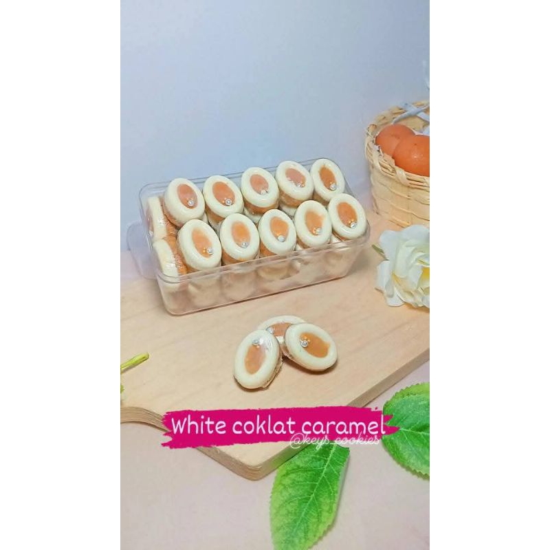 

Kue White Coklat Caramel/Kue Kering Coklat Putih Caramel/Cemilan/Kue Lebaran/Parcel Lebaran