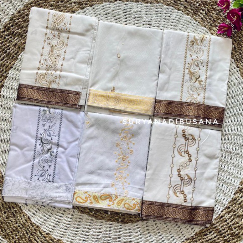 KODE E17K Saput bali putih kuning gold murah  saput embos bordir putih