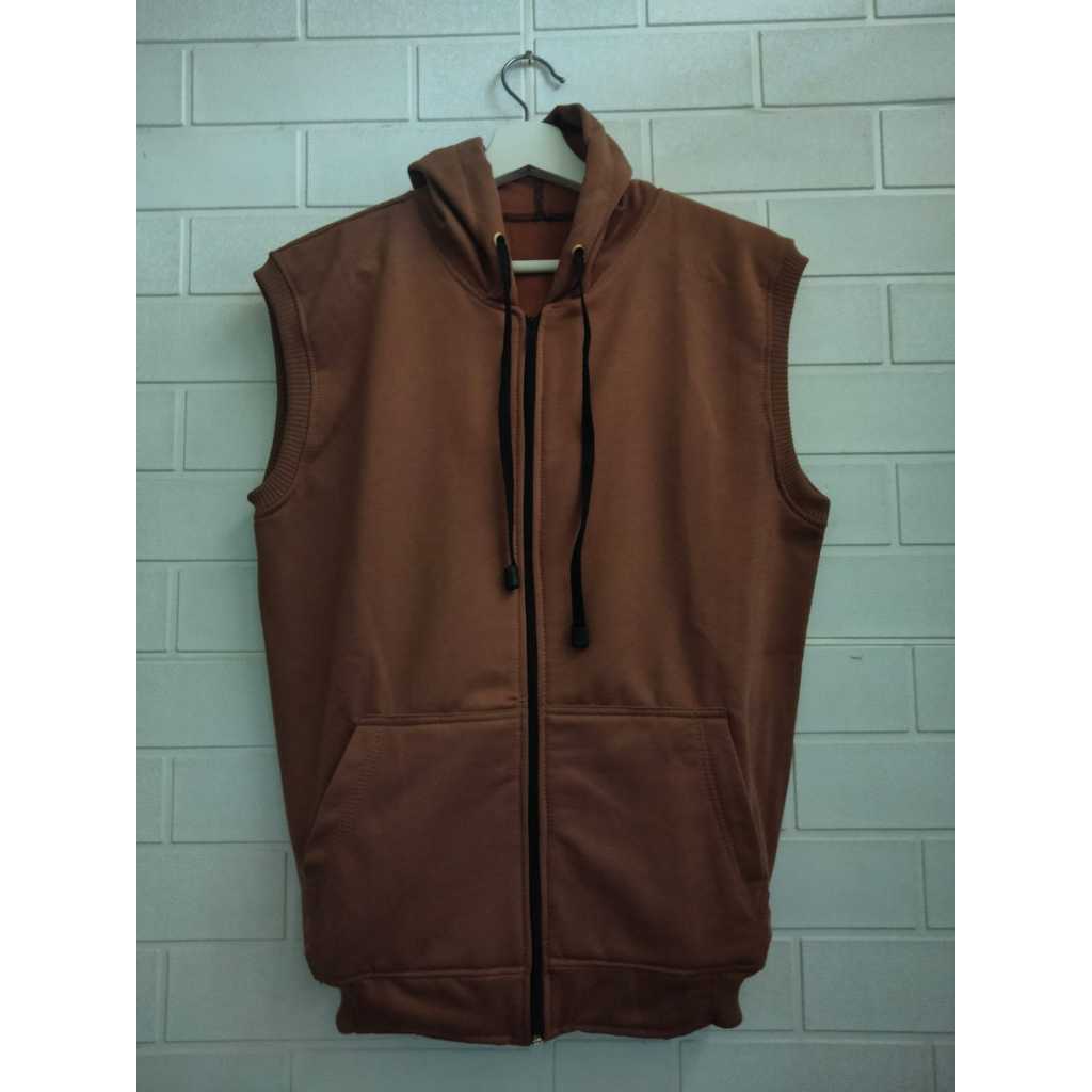 Jaket rompi pria keren rompi polos katun fleece tebal - Dogawa store