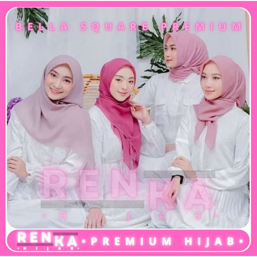 { RENKA HIJAB }Bella Square Premium 50 Warna Jilbab Segiempat Plain Square - Kerudung Segi empat Pol
