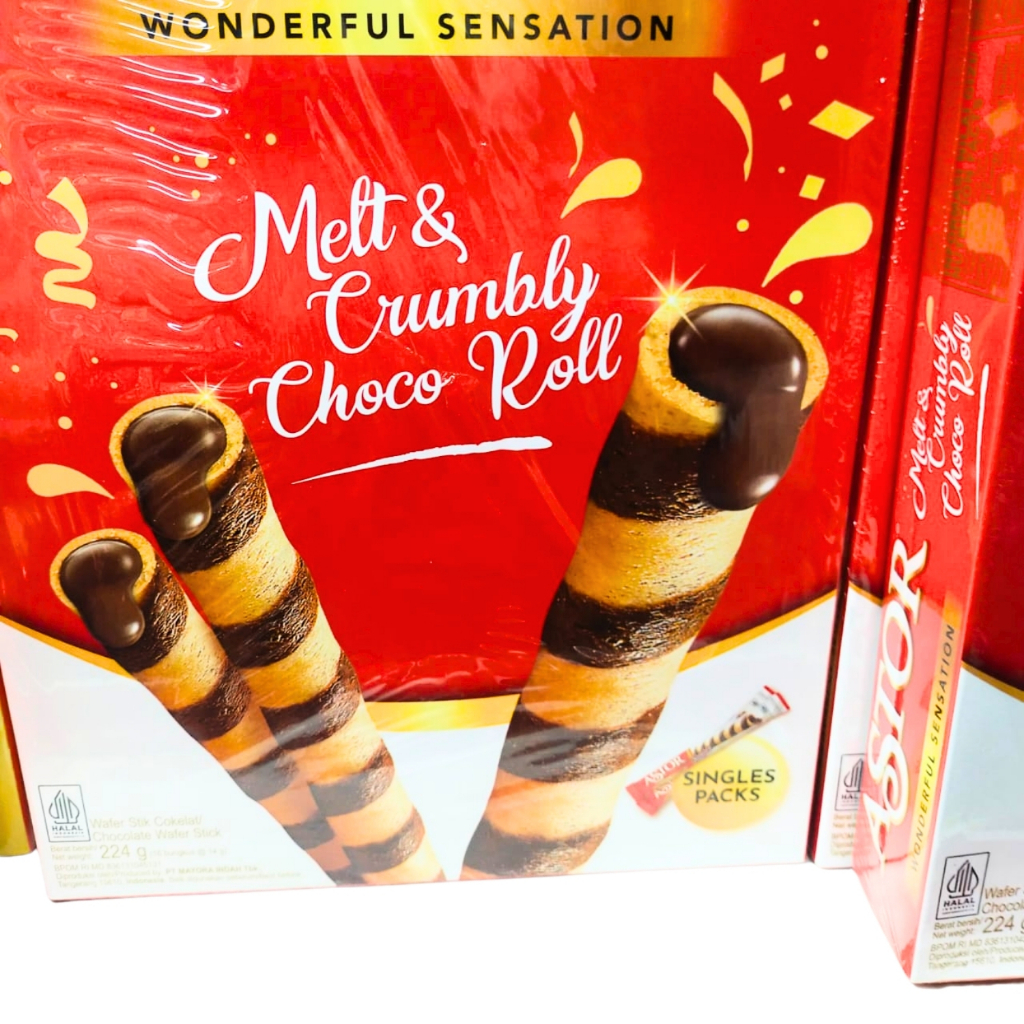 

Astor Box 224g Wafer Stick Roll Coklat Biskuit Kue Kering Cemilan
