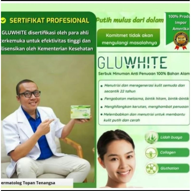 GLUWHITE Collagen Drink Pemutih Wajah Dan Badan Alami Asli Import Original
