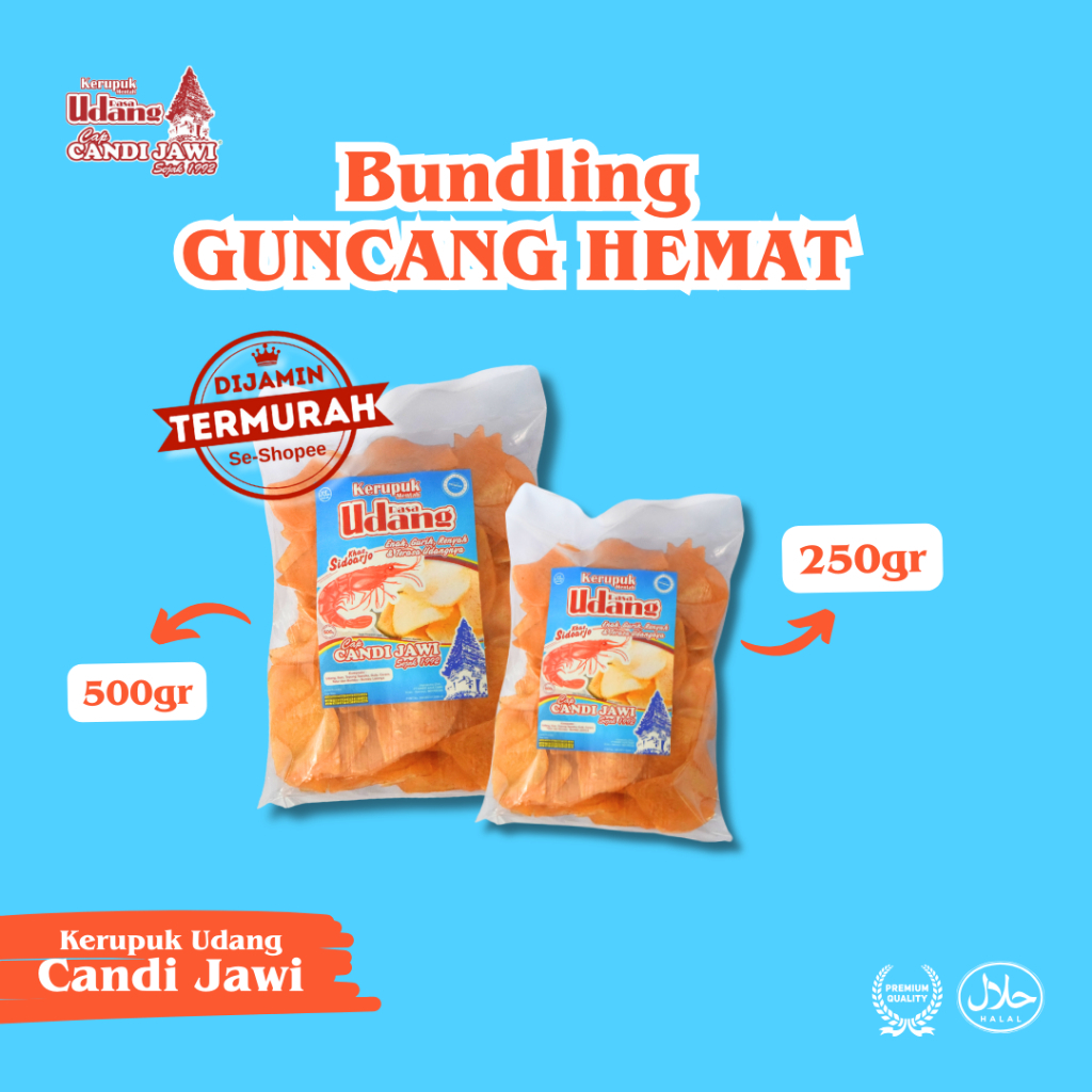 

Bundling Guncang Hemat Kerupuk Candi Jawi Kerupuk Udang 500gr+250gr