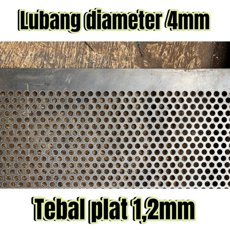 Plat lubang diameter 4mm , tebal plat 1,2mm . ukuran tersedia mulai 10x10cm