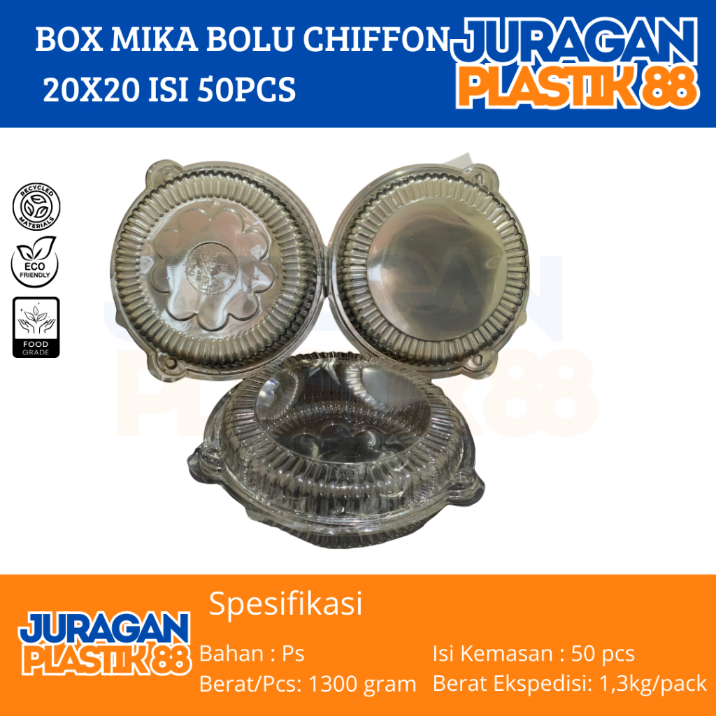 Mika Bolu Sifon DDM B-20 Uk 20cm | Chiffon Kotak Kue Bulat 20 cm