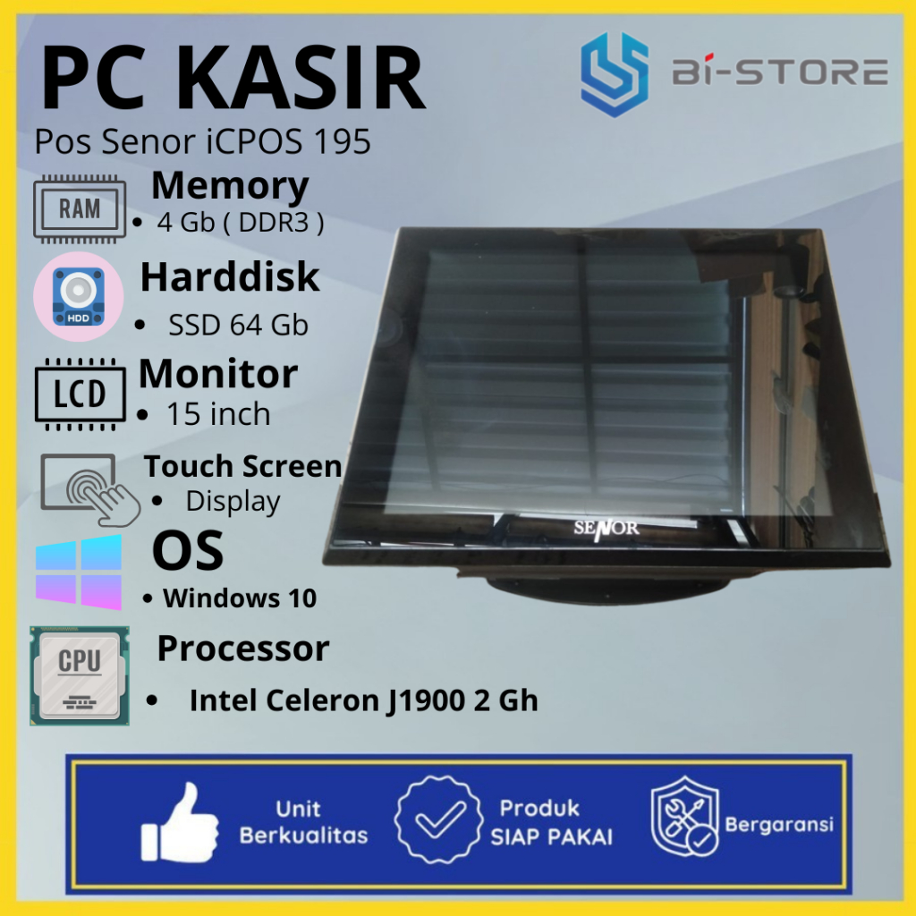 PC Kasir Pos Senor iCPOS 195 Dengan Layar Touch Screen Memory 4Gb