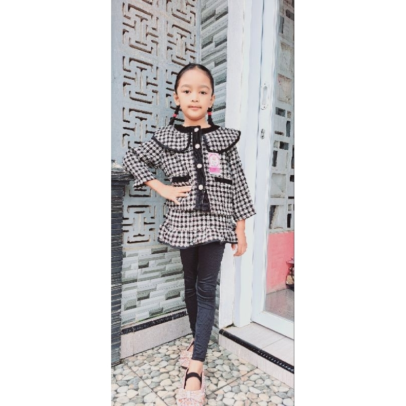 Setelan Anak chess button wave kiyowo