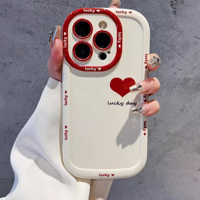 Casing Silikon Hari Keberuntungan Dengan Puff Cinta Case Cocok Untuk Model Iphone 11 12 13 14 15 Iph
