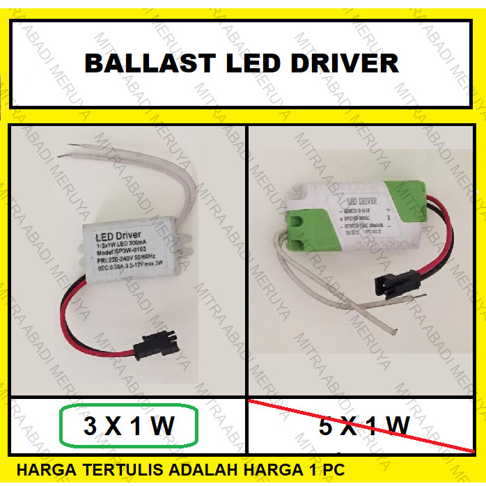 Trafo Driver Adaptor lampu panel LED Ballast LED Driver 3w 3 watt