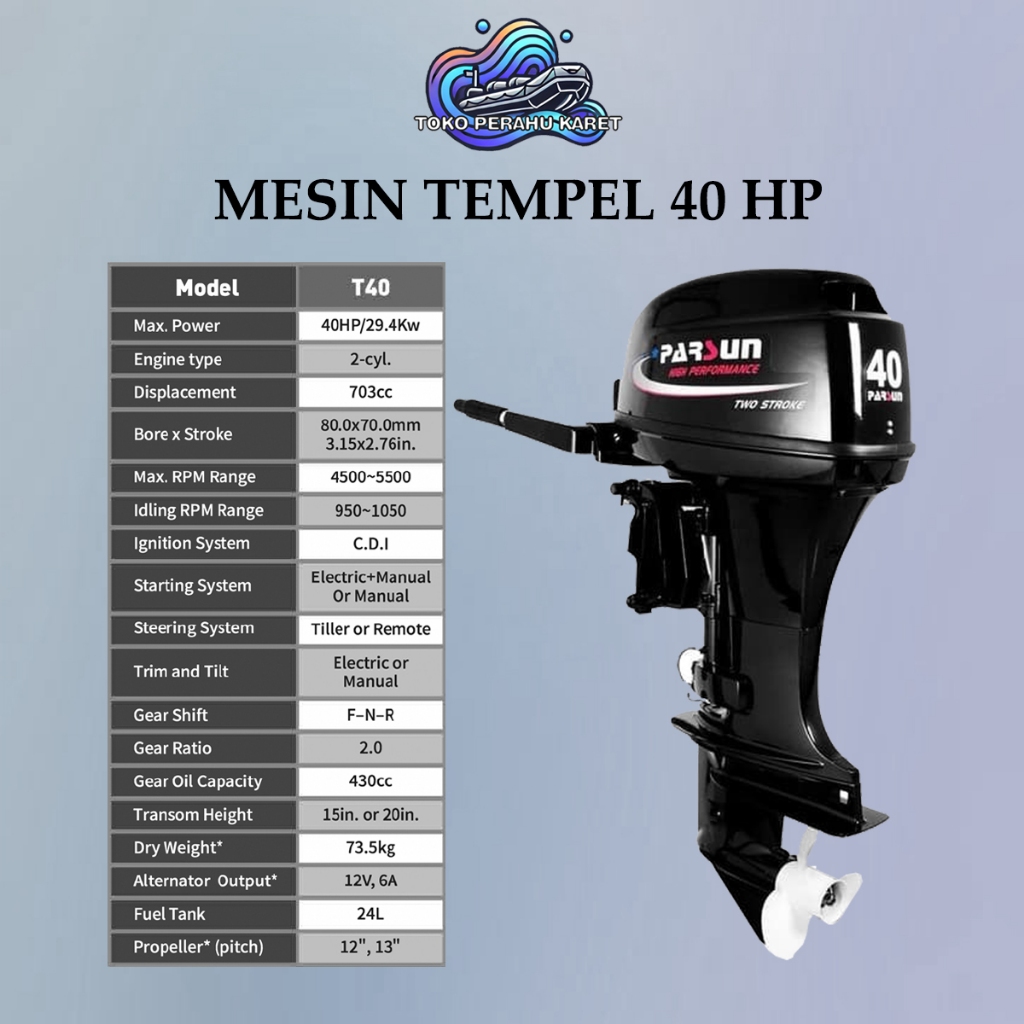 Mesin Tempel Outboard Parsun 40 PK 2 Stroke Untuk Perahu