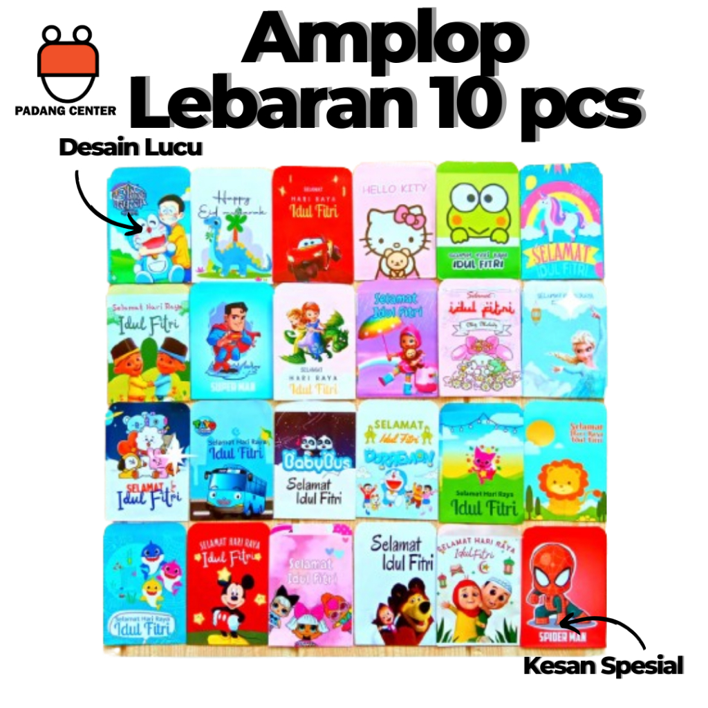 

Amplop Lebaran 10 lembar Idul Fitri Kartun Lucu l THR Uang Kertas l Desain Unik & Menarik l Ampau Lebaran Lucu l Amplop elegan