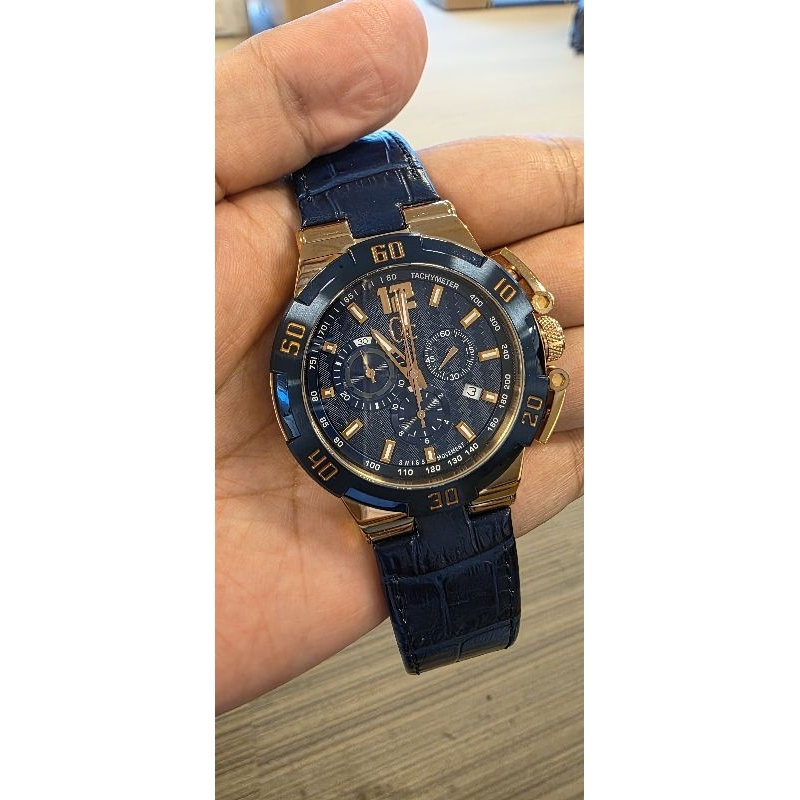 Jam tangan arloji Pria GC Guess Collection Blue Gold original made in France like new