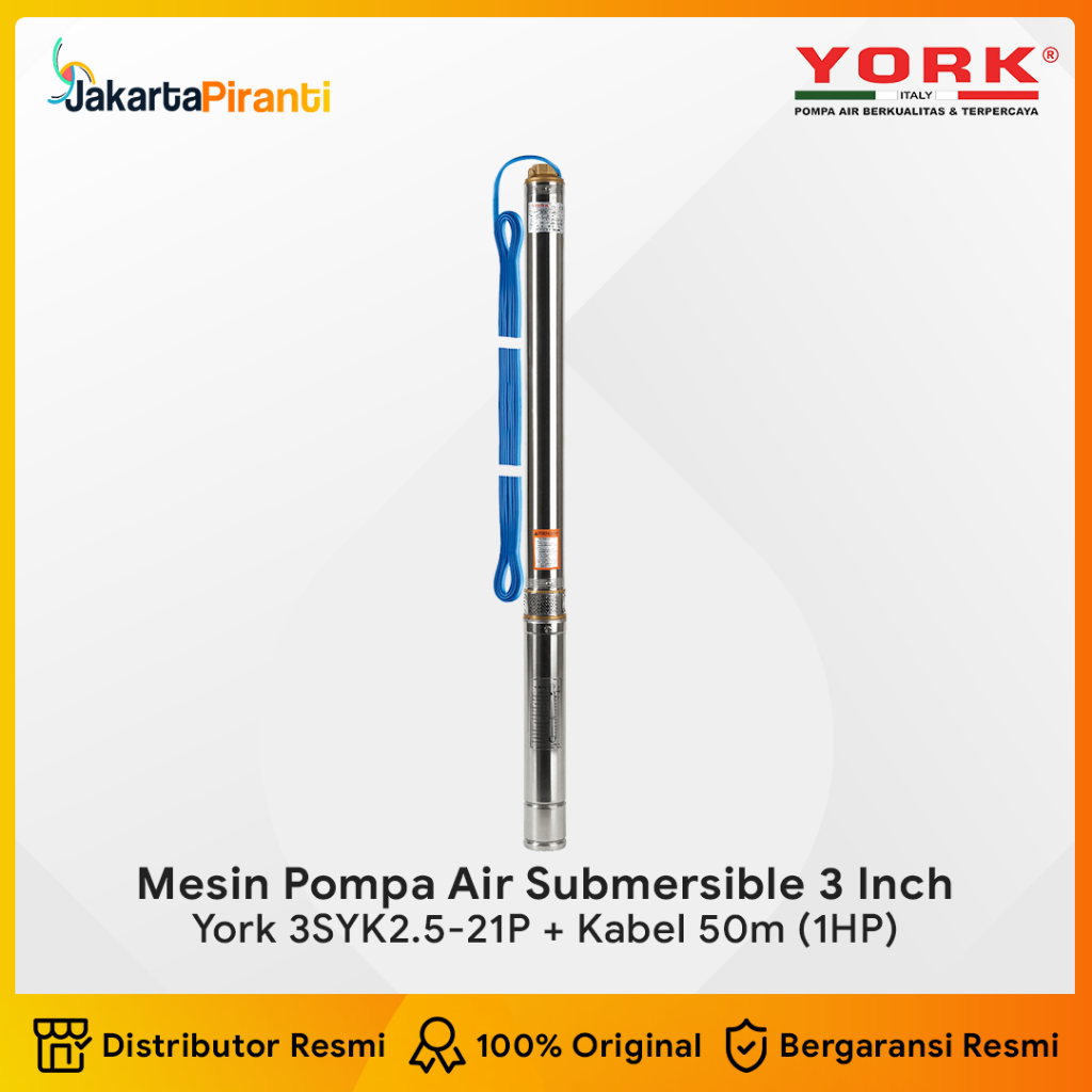 Mesin Pompa Air Celup Dalam Submersible Sibel Satelit York 3SYK2.5-21P 1HP + Kabel 50 Meter