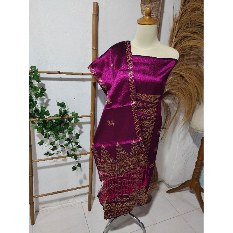 Songket silungkang warna pink gold, magenta, pink fanta, songket padang