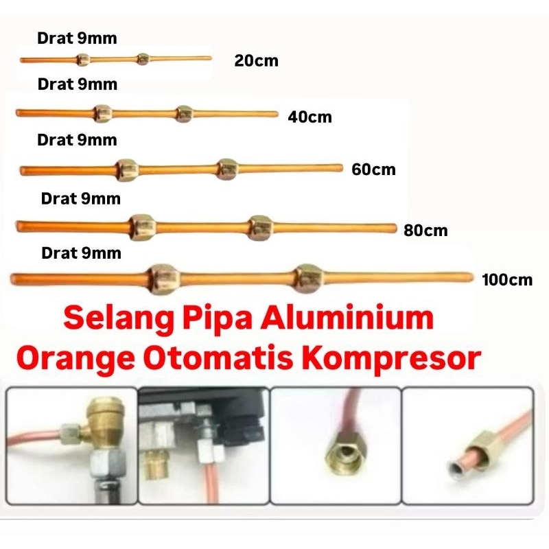 Selang Pipa Aluminium 1/8"  Orange Selang Otomatis Kompresor Ke Check Valve / Breathing Pipe OREN
