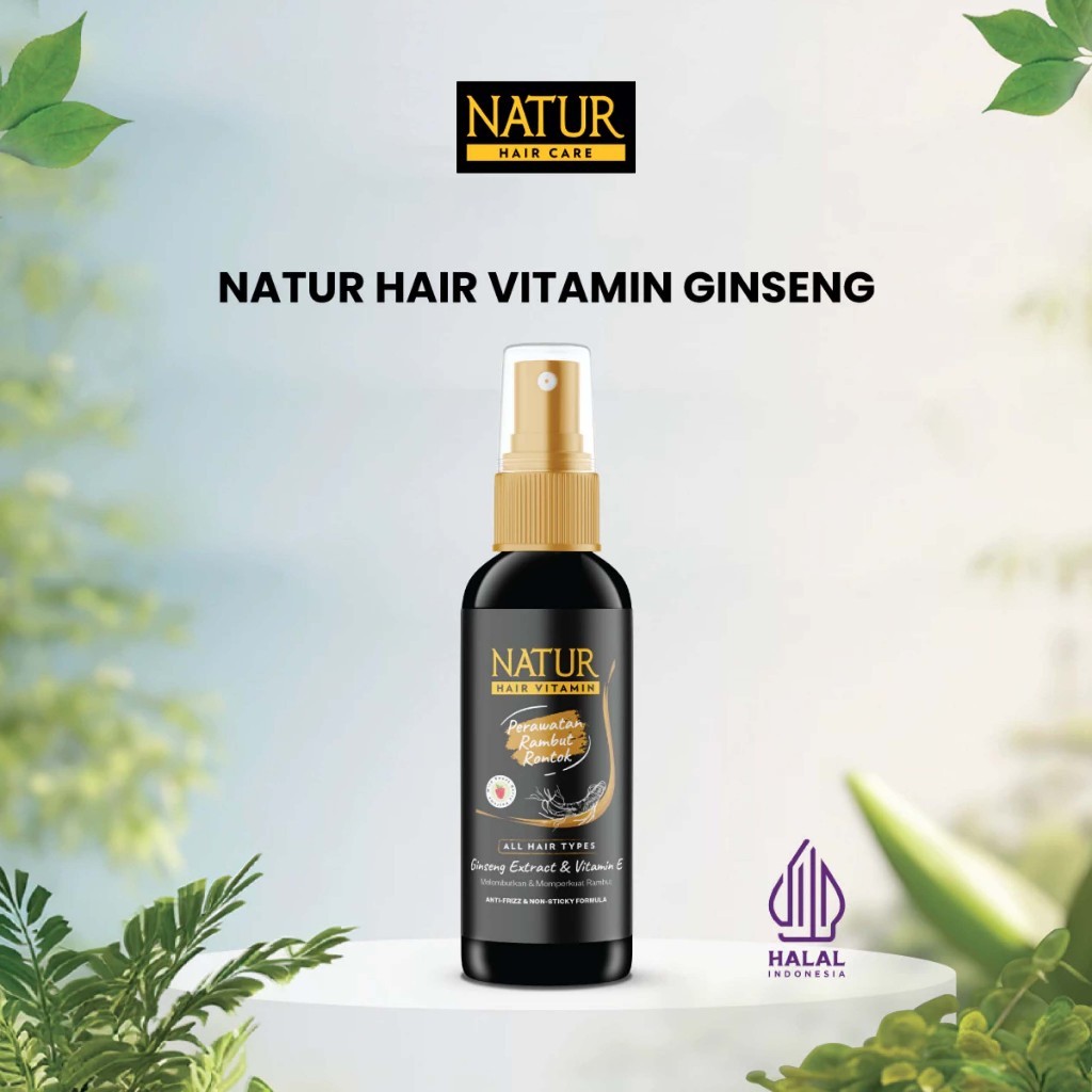 (ORIGINAL) NATUR HAIR VITAMIN GINSENG & VITAMIN E 80ml – PERAWATAN RAMBUT RONTOK & KEBOBOTAKAN