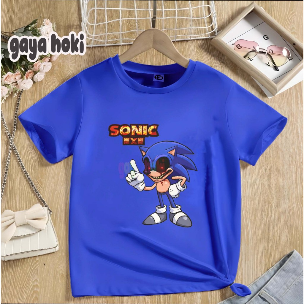 Baju Kaos Anak Gambar Sonic Exe Bahan Premium Unisex
