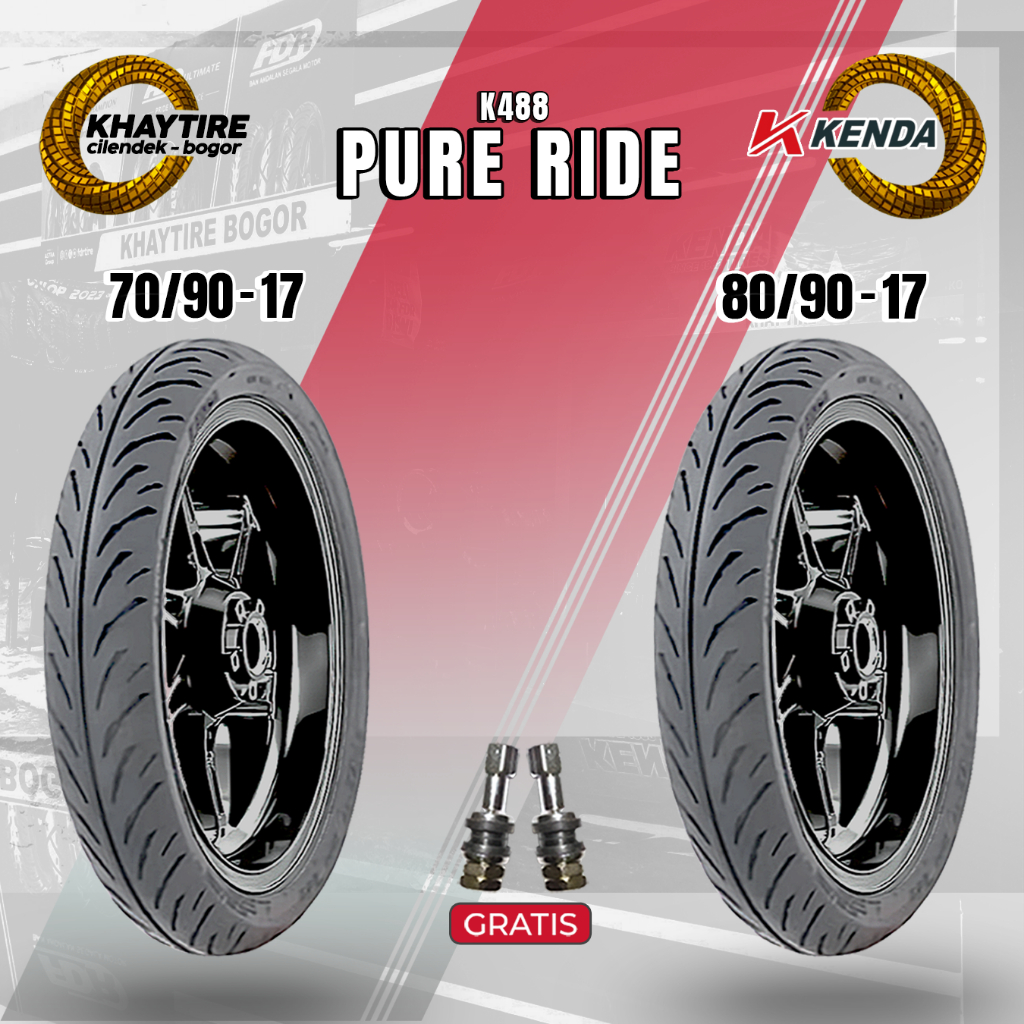 Sepasang Ban Motor KENDA K488 Pure Ride 70/90 & 80/90 Ring 17 Tubeless