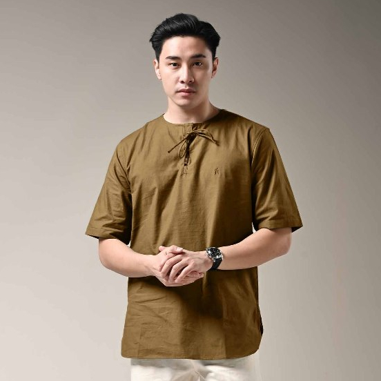 QUDS by KAUM ADAM -  Kemeja koko modern bahan premium lengan panjang kerah tali
