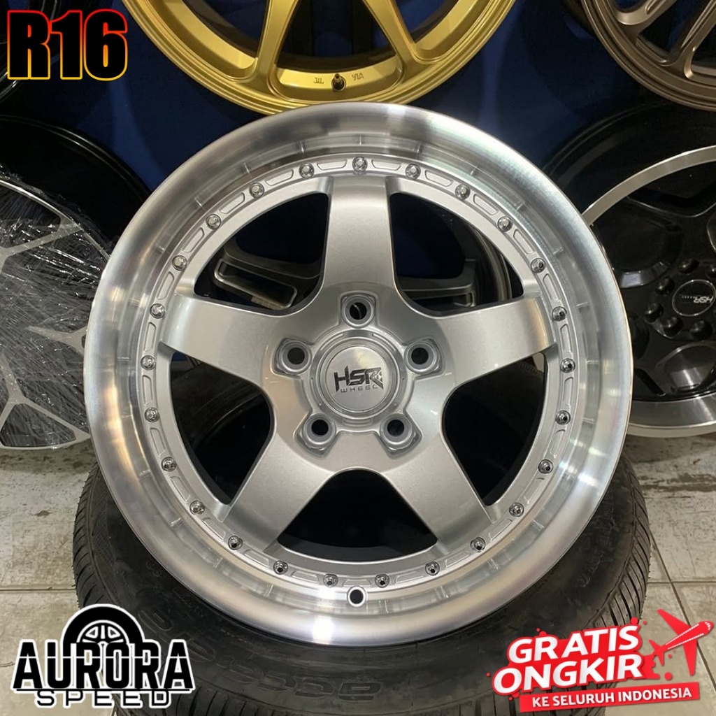 Velg racing celong R16 HSR BOB hole 5x114 silver Pelek ring 16 mobil BRV grandmax Innova Terios Rush