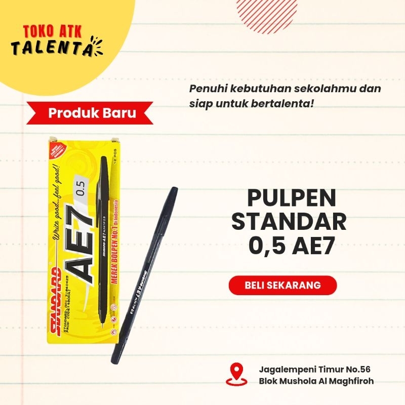 

Pulpen Standar AE7 0,5 Hitam isi 12