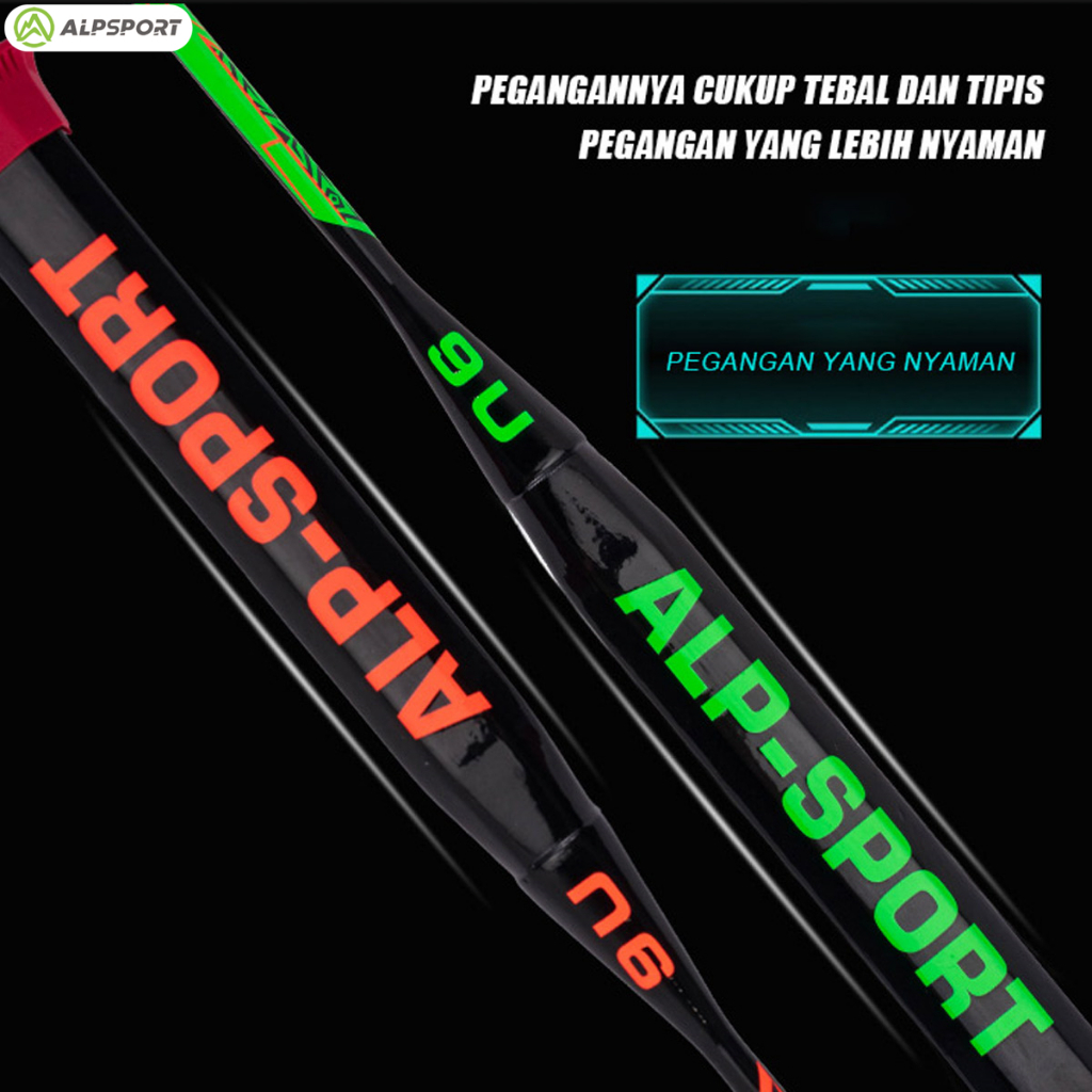 Hot Deals BestPromo Alpsport Sr Dua Sisi 9U 58G Max 35Lbs T800 Raket Bulu Tangkis Warna G5 100%