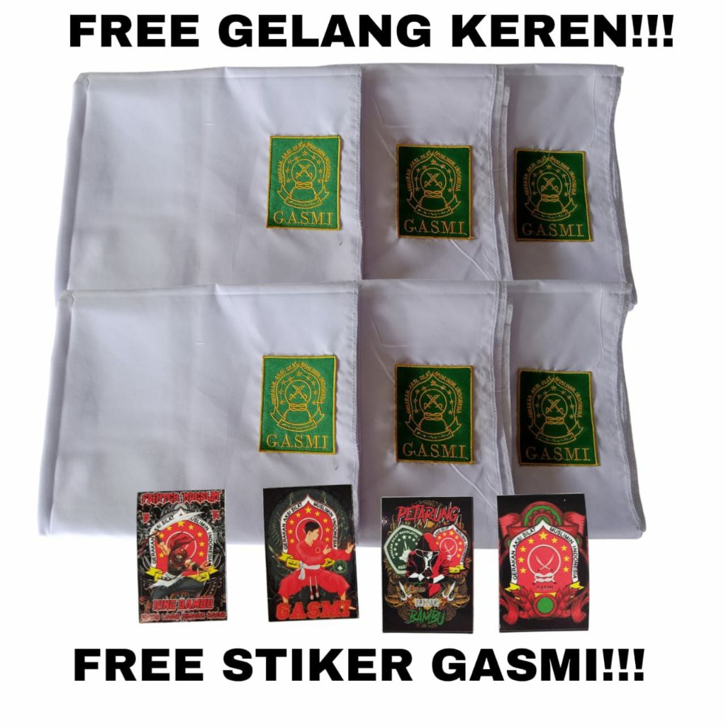 SABUK GASMI / SABUK SILAT PUTIH GASMI / MORI GASMI / SEELENDANG MORI GASMI 3 METER FREE STIKER DAN G