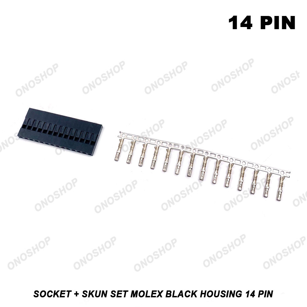 Molex Black Housing - 14 Pin Socket + Skun Set