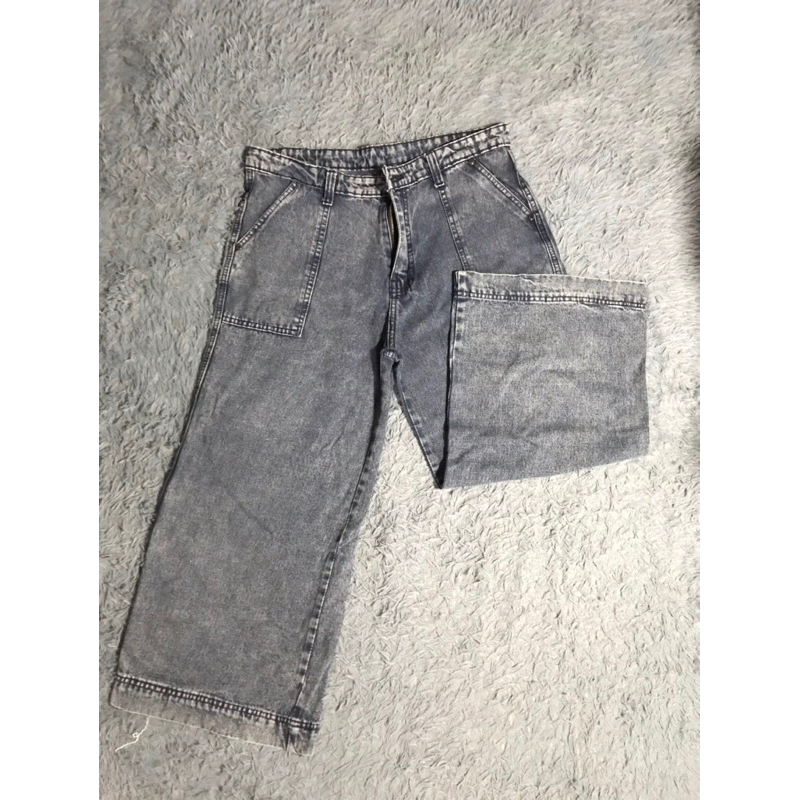 Preloved || Celana Kulot Jeans Light Grey Wanita Jiniso