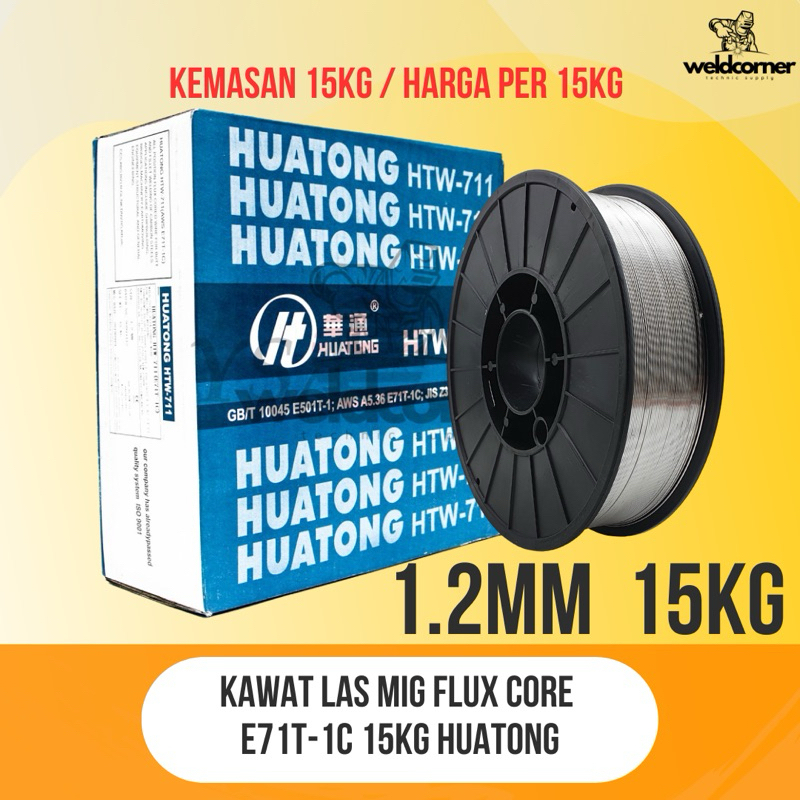 KAWAT LAS MIG FLUXCORE HTW711 1.2MM 15KG / KAWAT LAS CO2 FCAW HUATONG 1,2MM  HTW711 E71T-C1