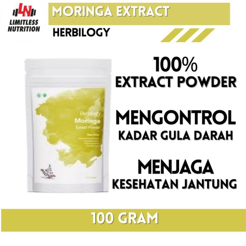 

Herbilogy Moringa (Daun Kelor) Extract Powder Herbal Premium Powder - 100gr Bubuk 100 gram