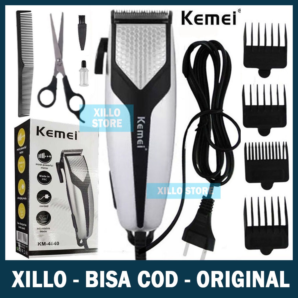 (XILLO) Mesin Cukur Rambut Listrik KEMEI Alat Cukur Rambut Kabel Standar Barbershop Original
