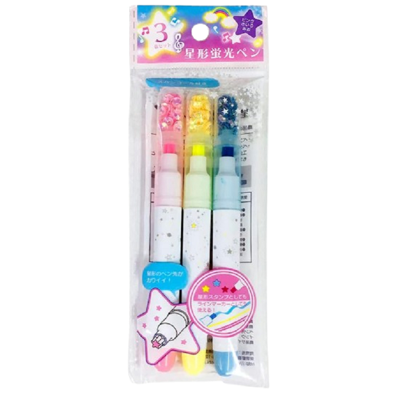 

Kawaii Japanese Stamp Highlighter - Star Shaped Tip for Stamp - Original Japan