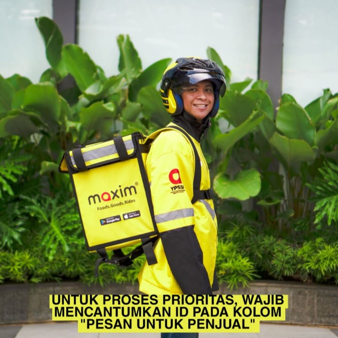 MAXIM - Paket Atribut Lengkap (1 Helm, 1 Jaket & 1 Tas) (Maxim - Transportasi Online)