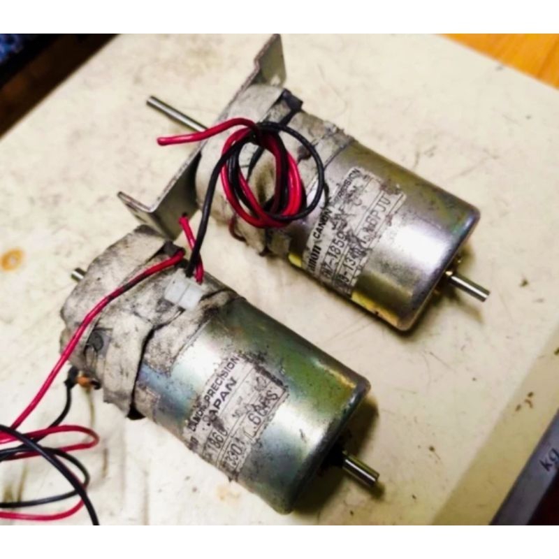 Dinamo DC Motor Canon Jepang 12V - 24V Double Shaft Original Bekas DIY Robotik 5000Rpm