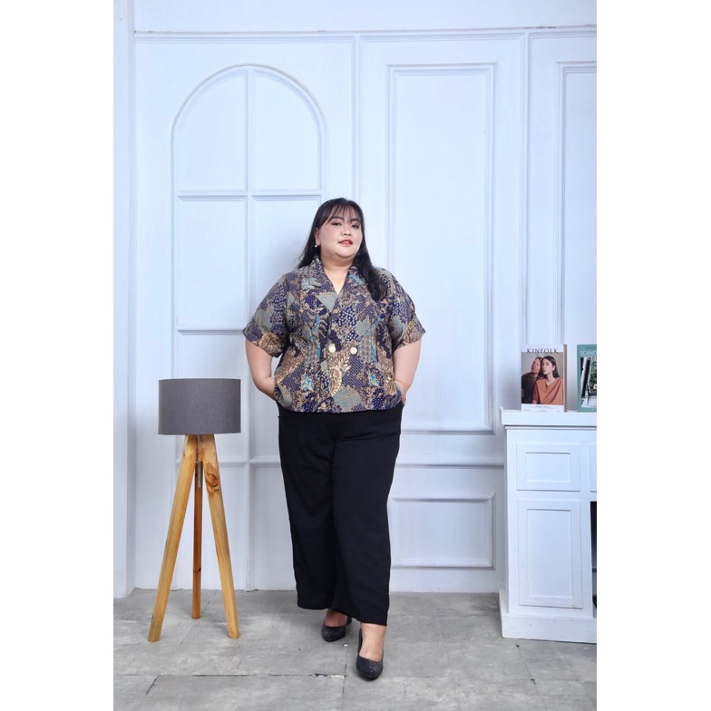KODE I44D Baebasica  RAHAJENG Blazer Batik Jumbo  Blazer Big Size  Outer Batik Bigsize  Blazer Jumbo