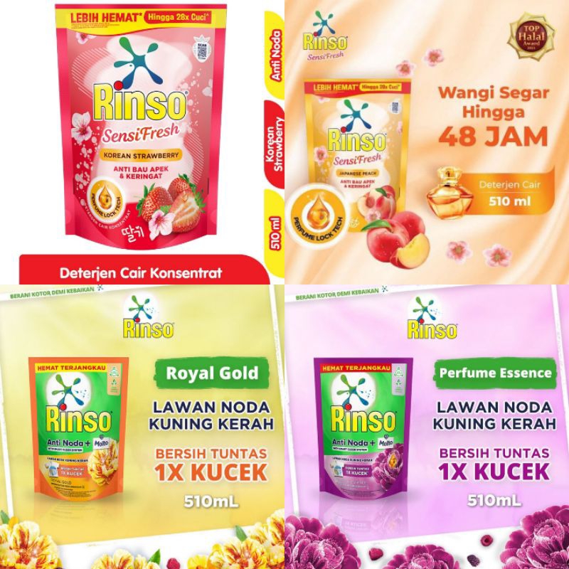 Rinso Molto  Detergent / Rinso Cair / Rinso Molto Cair / Detergent Cair 510ml