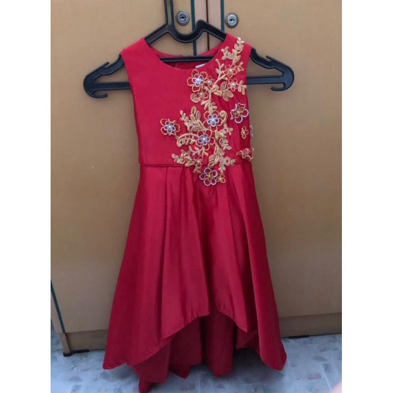 preloved Donita dress merah brokat bunga