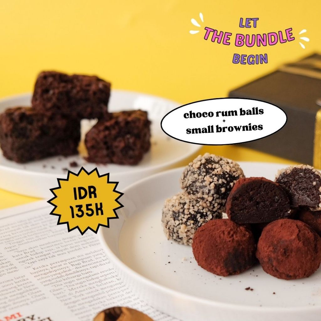 

Kue Oy Bundle Promo - Fudgy Brownie & Choco Rum Balls - Birthday Cake Hampers Parcel Ulangtahun