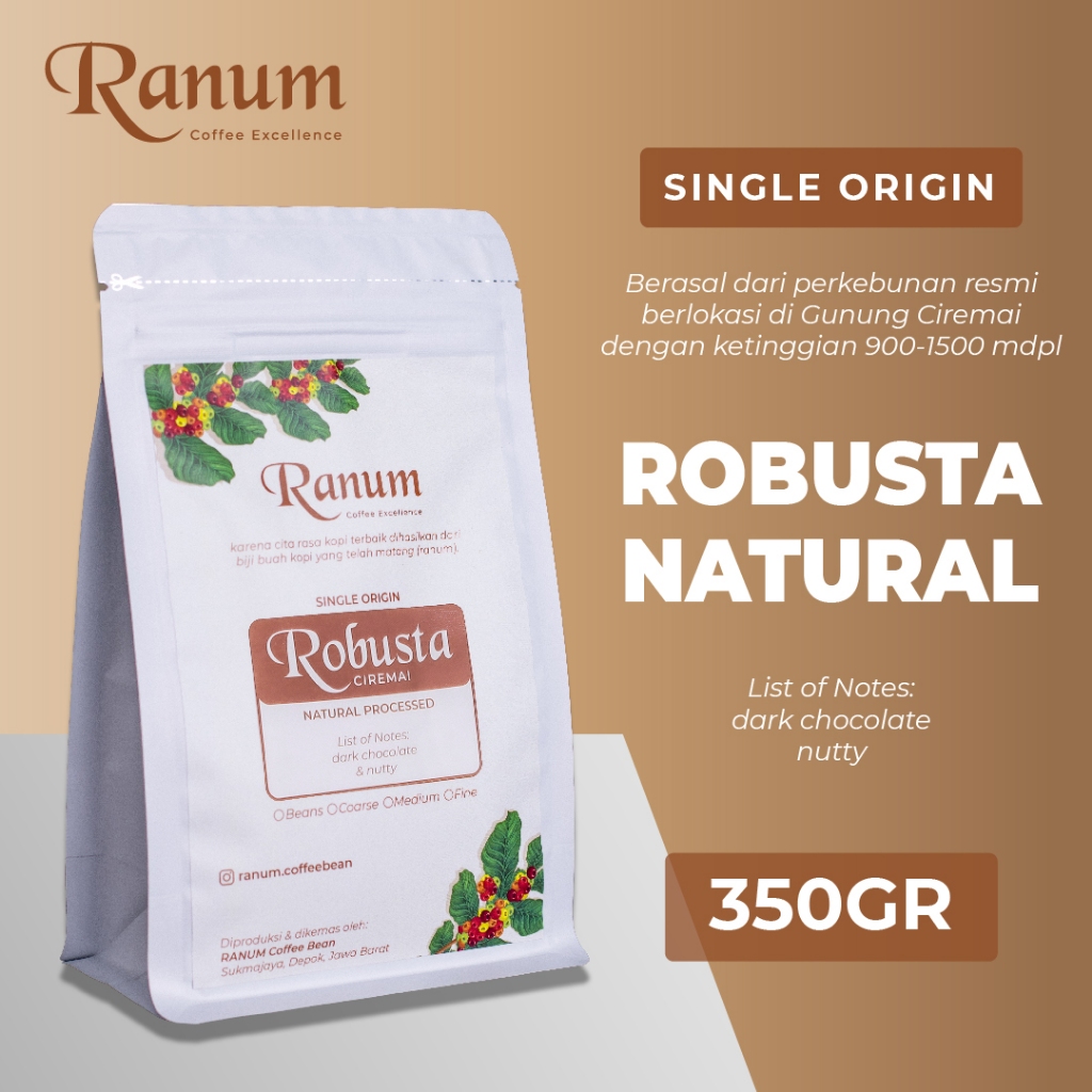 

Robusta Natural Ciremai Single Origin Grade A 350gr Medium Roasted
