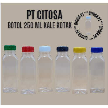 Botol 250 ml Kale Kotak Natural / Botol Kale / Botol Minuman / Botol Jus / Botol Jamu / Botol 250 ml