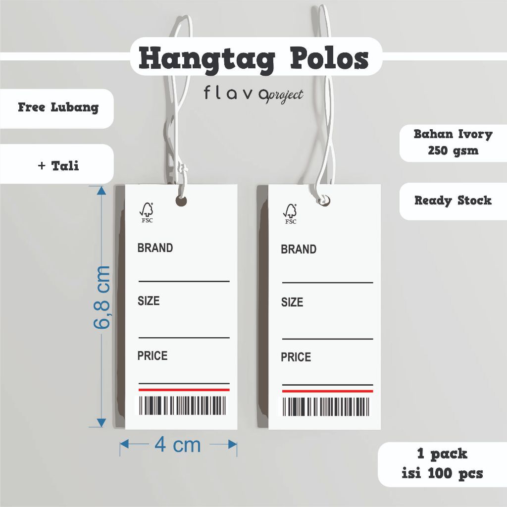 

hangtag polos 100pcs READY STOCK I bahan ivory 260 gsm I tag label I label price tag I label thrift