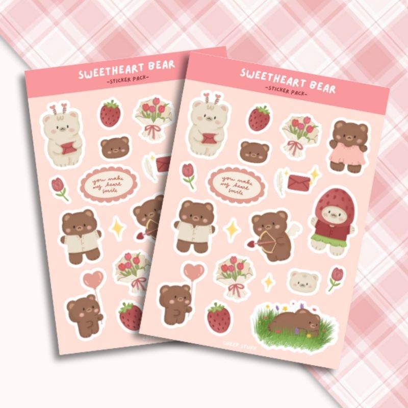 

Strawberry Bear Cute Heart Love Pink Vinyl Waterproof Stickers