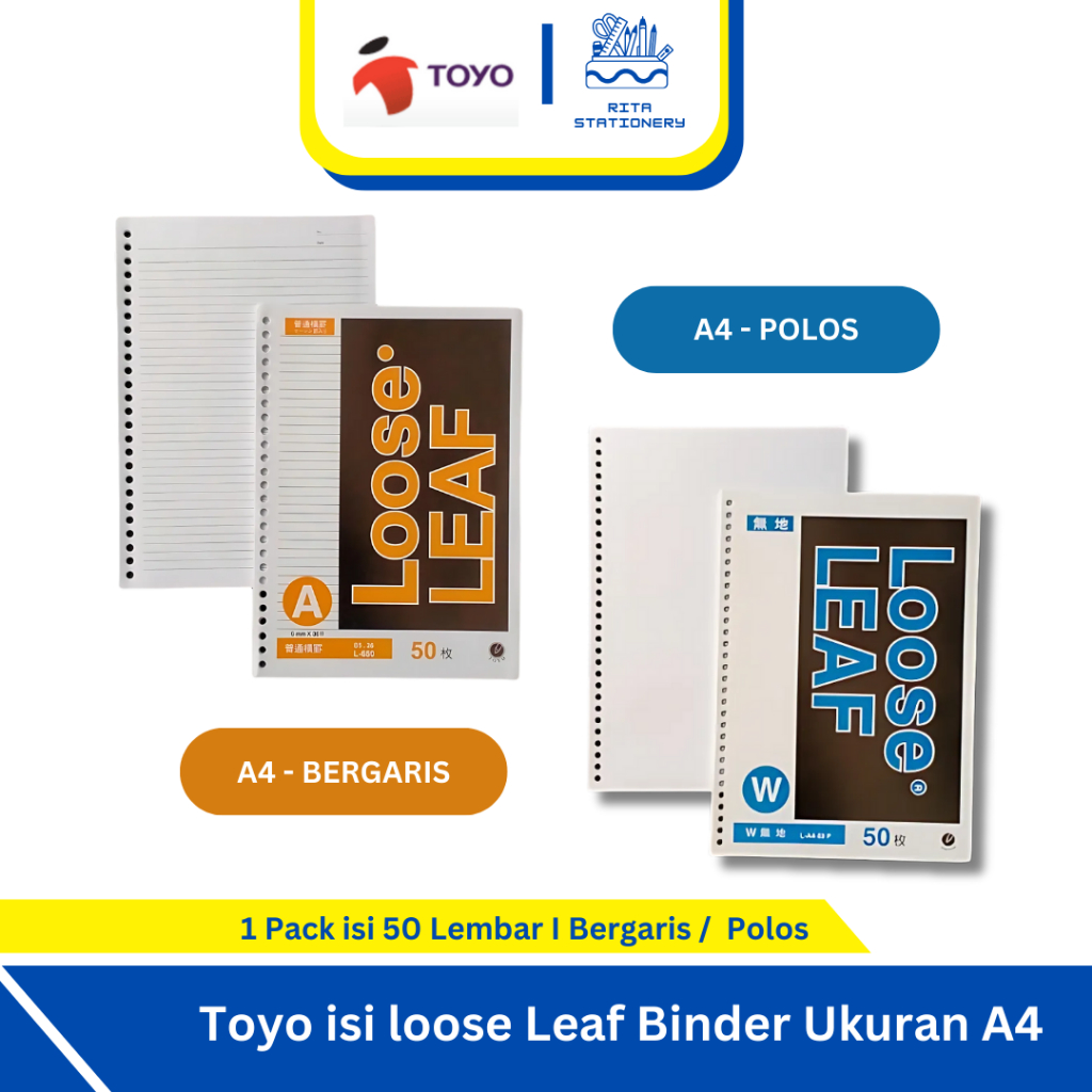 

Toyo Loose Leaf isi Binder A4 50 lembar Polos / Bergaris