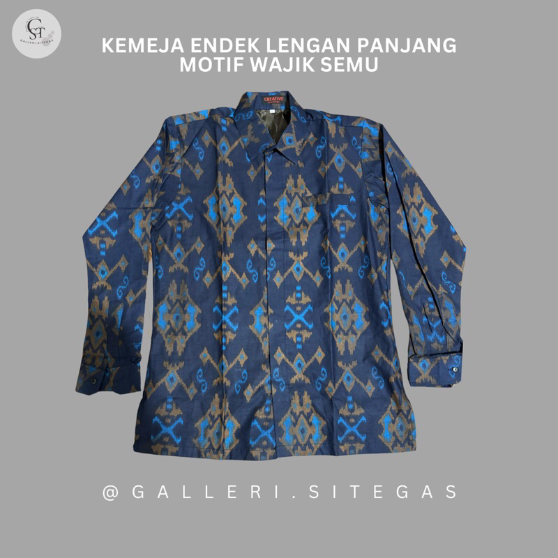 KEMEJA ENDEK LENGAN PANJANG MOTIF WAJIK SEMU Kemeja Pria Lengan Panjang Kemeja Motif Kemeja Endek Ba
