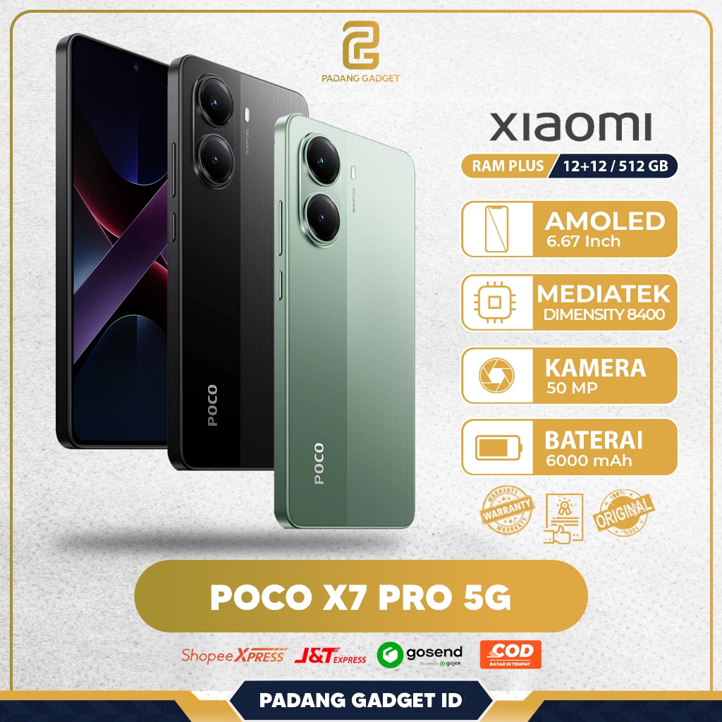Xiaomi Poco X7 PRO 5G 512GB ROM 12GB RAM Dual SIM GSM Unlocked HP Gaming Original Garansi Resmi