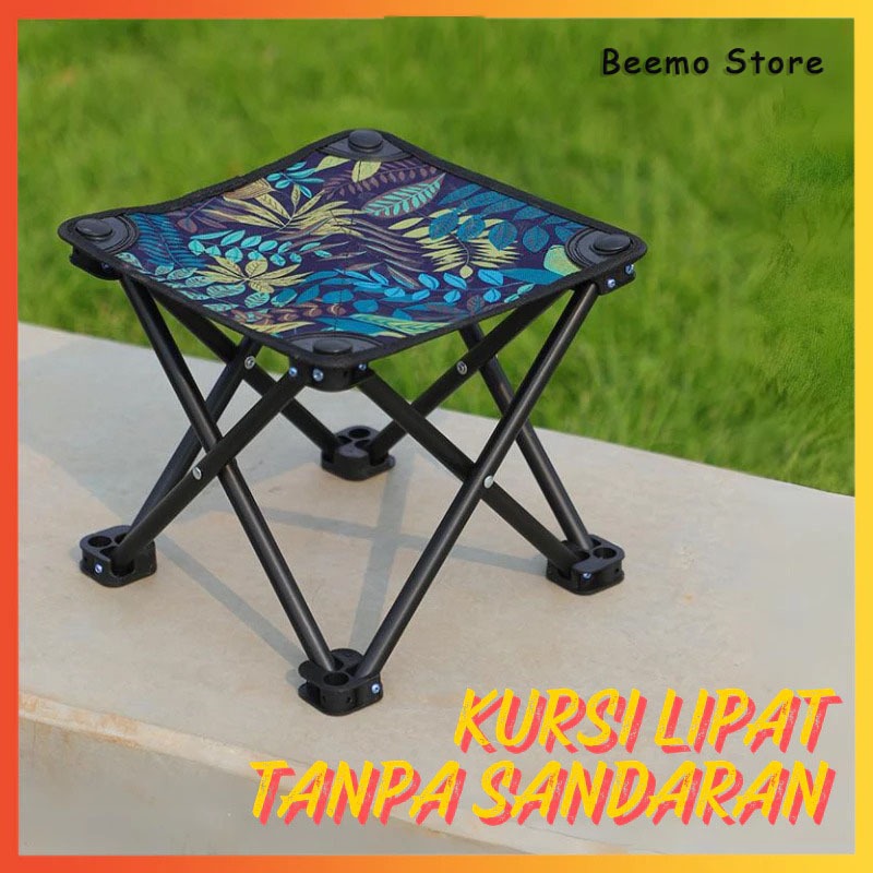 Kursi Lipat Outdoor Portable Bangku Lipat Serbaguna Kursi Lipat Camping Mancing Mini Tanpa Sandaran