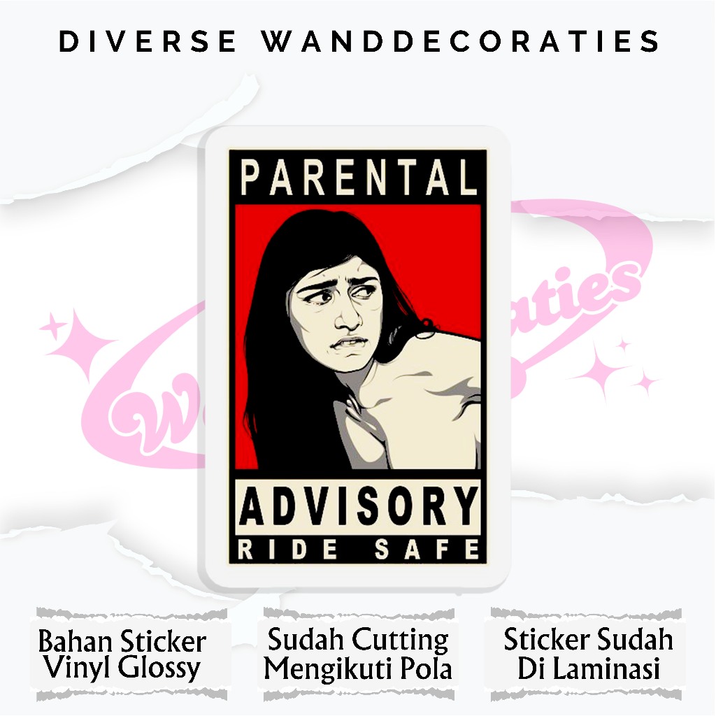 Sticker Mia Khalifa - Sticker Print Cut Mia Khalifa Parental Advisory Ride Safe - Sticker Viral Helm