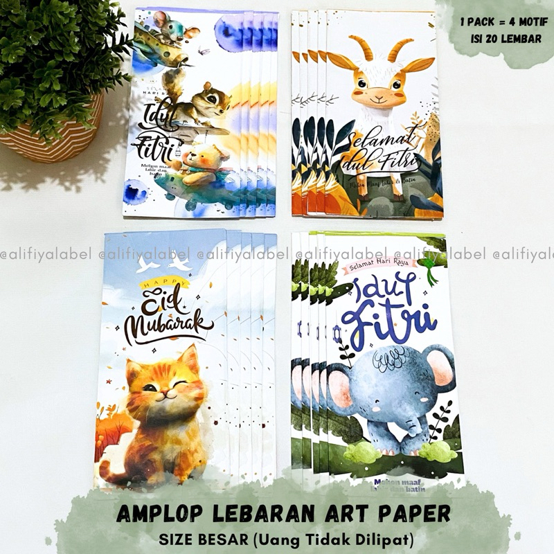 

[20pcs] AMPLOP LEBARAN IDUL FITRI ART PAPER KARAKTER LUCU / ANGPAU LEBARAN 2025